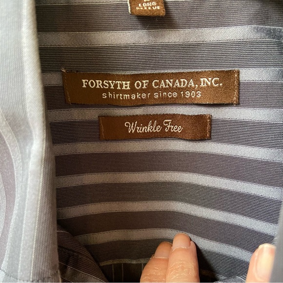 FORSYTE OF CANADA Gray/Black Striped Long Sleeve Button Up Dress Shirt Size L - Picture 4 of 12